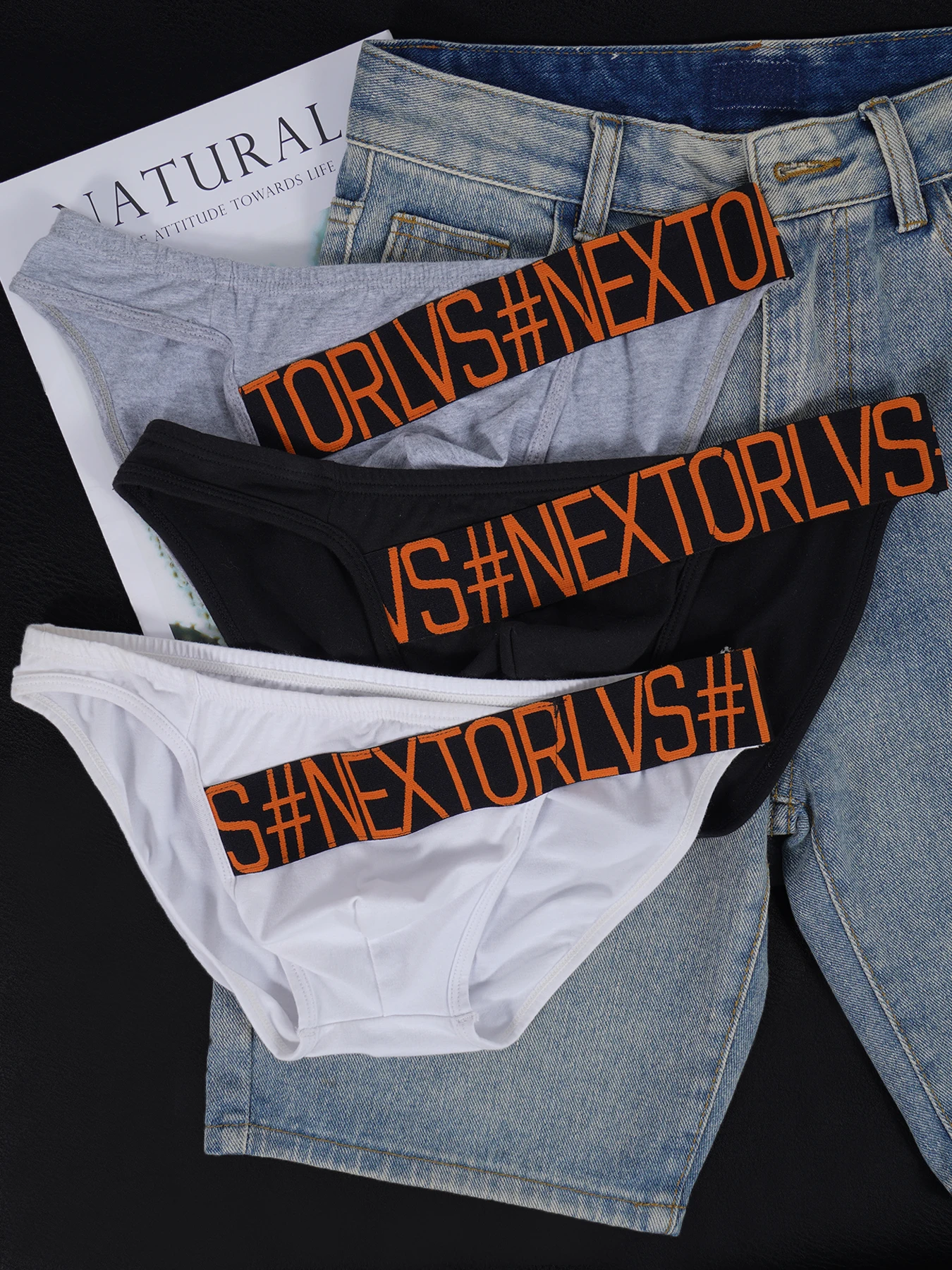 

Мужские трусы из 100% хлопка, 3 шт., с U-образным выпуклым карманом, с логотипом, эластичный пояс, мягкие, дышащие, модное нижнее белье