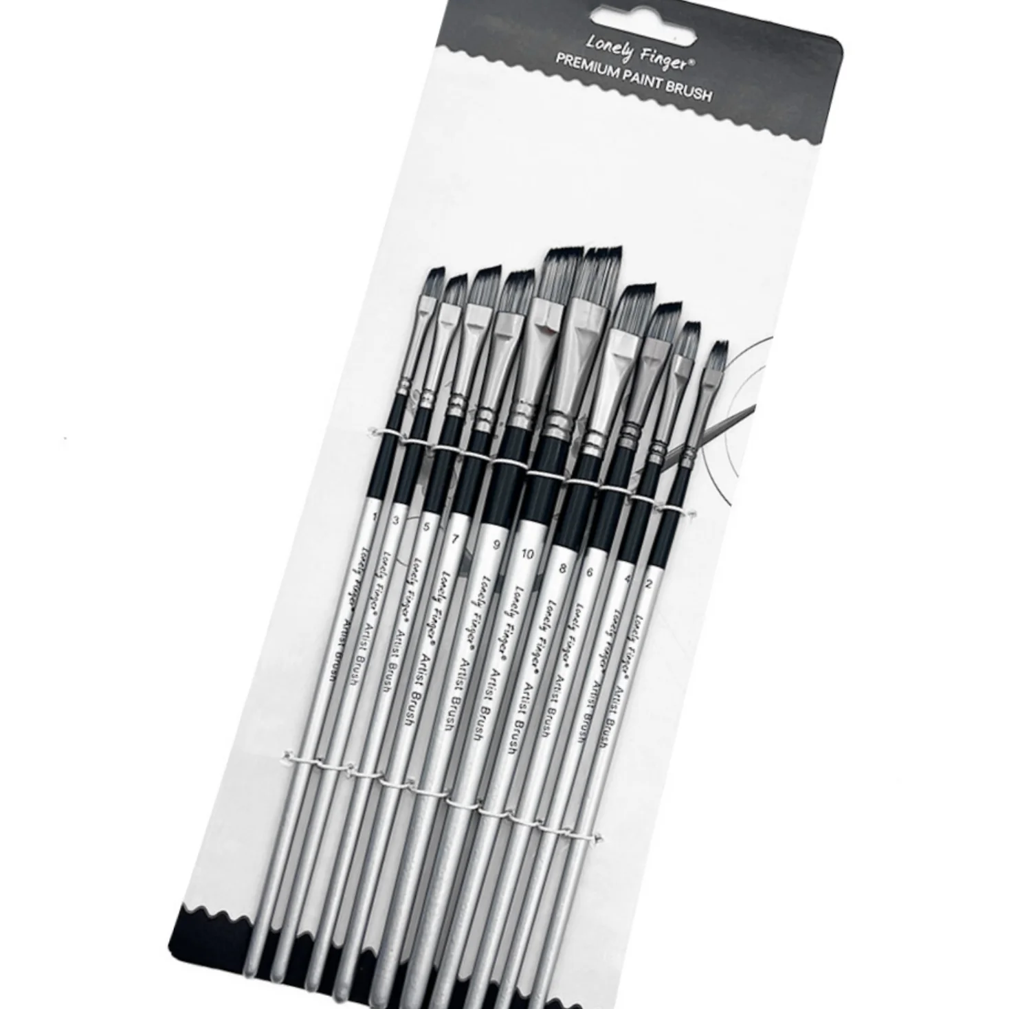 10Pcs Premium Soft Nylon Hair Angle Paint Brushes Wood Handle Aluminum Ferrule Watercolor Acrylic Oil Gouache Student Artist Pai