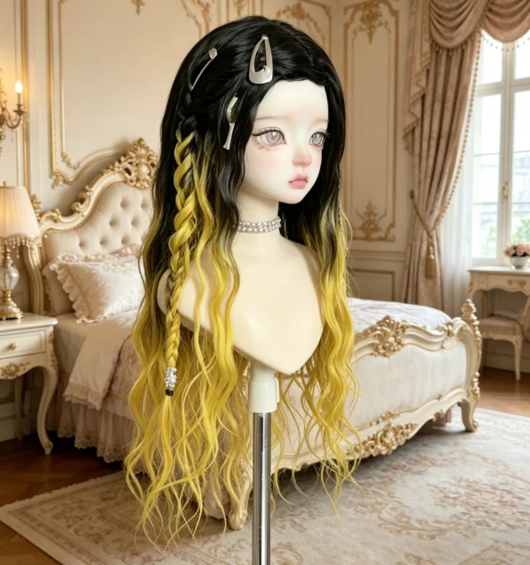 Wigs 1 6 scale doll accessories, mohair wig two-color wig doll wig, 1/3 1/4 1/6 BJD doll hair free shipping