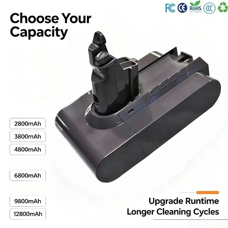 2800‑12800mAh V6 Rechargeable Lithium‑ion Replacement Battery Suitable for Handheld Vacuum Cleaner SV09 SV10 SV11