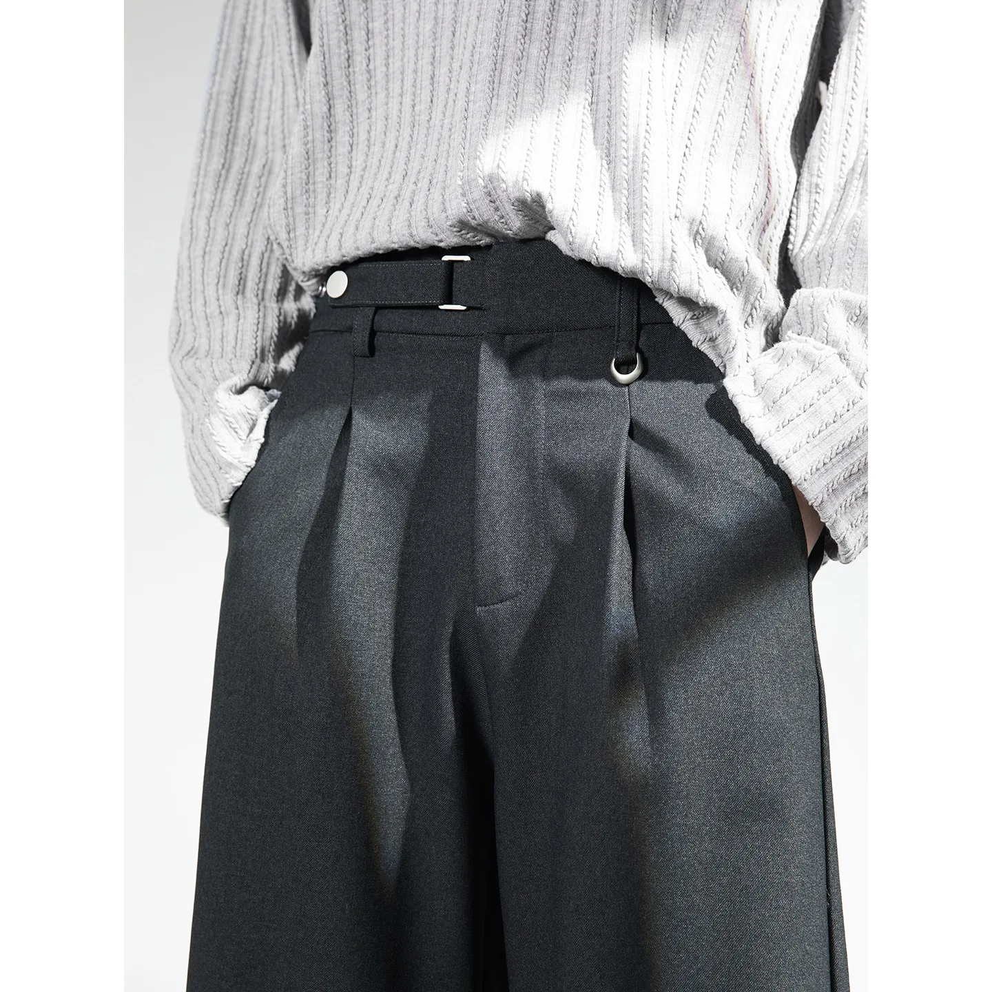 

Drapey Trousers Men's Spring Style Waist Adjustable Loose Casual Trousers Three-dimensional Pleated Straight Trousers