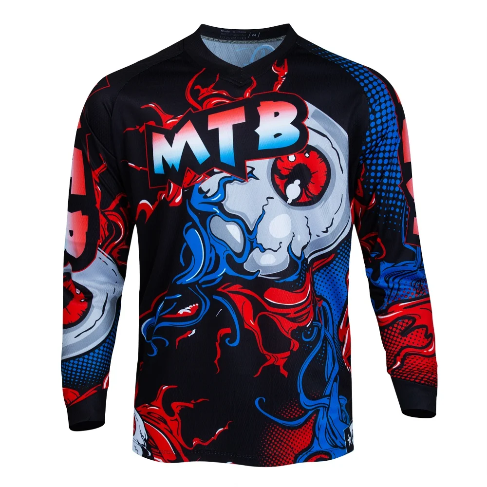 MTB Mountain Bike Long-Sleeve Cycling Jersey Trendy Print Breathable Outdoor Sports Top Riding Gear view 3