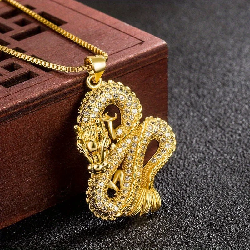 【Micro-inlaid Zirconia】Domineering and Fashionable Hip-hop Chinese Dragon Pendant Necklace