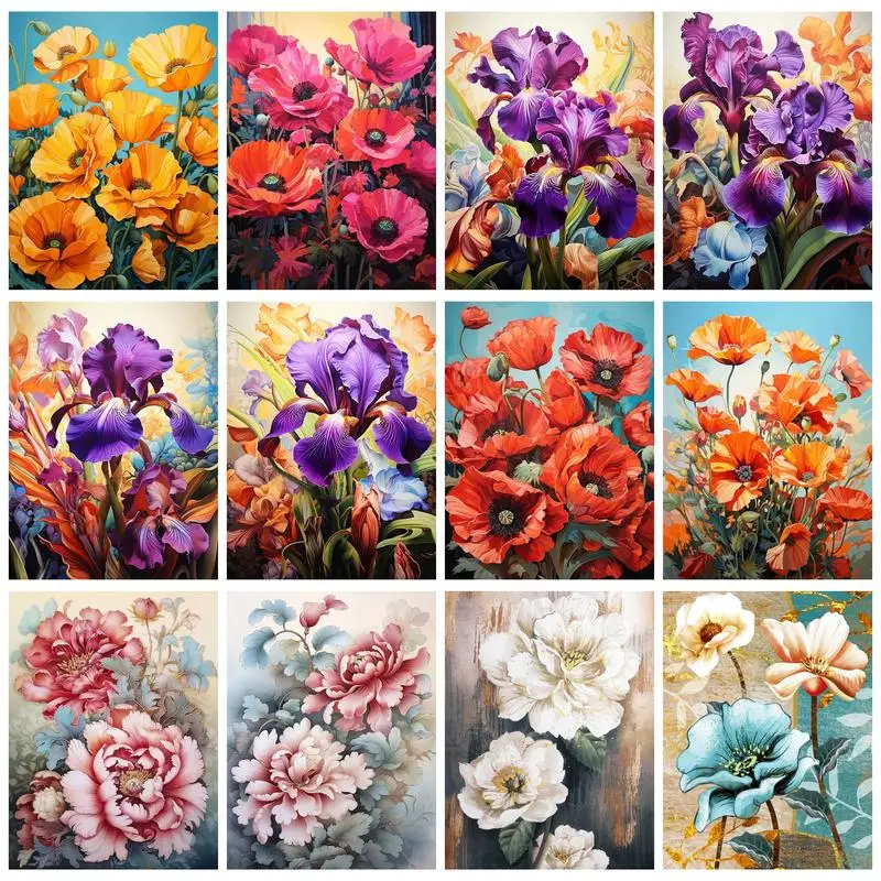 

RUOPOTY Painting By Numbers For Starter Kit Blooming Flowers Decorative paintings Home decor