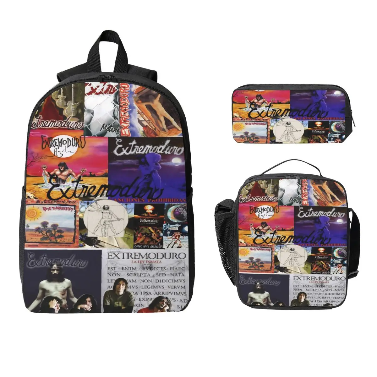 3Pcs Extremoduro Rock Band Tour merch Backpack Set for Children Pen Bags Bookbag Sets with Lunch Box For School Students Daypack