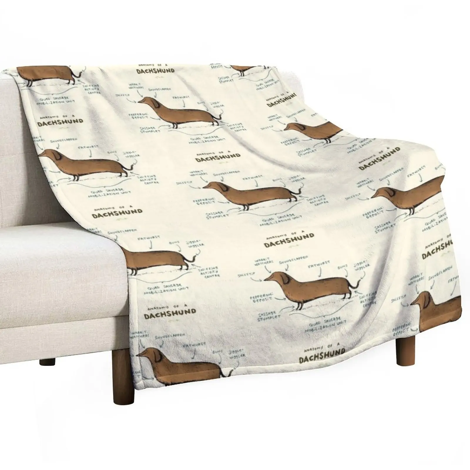 

Anatomy of a Dachshund Throw Blanket Flannels Blanket Furry Blankets Designer Blankets Sofa Quilt