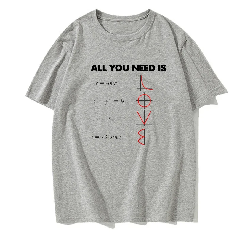 Geometry Algebraic Equations Diagram T-Shirt, All You Need Is Love Math Science Questions Fashionable European Size T-Shirt