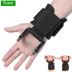 Tcare-empuñaduras de gancho de acero ajustables, correas para levantamiento de pesas, entrenamiento de fuerza, gimnasio, Fitness, soporte de muñeca, correa de elevación, gancho de dominadas, 2 uds.