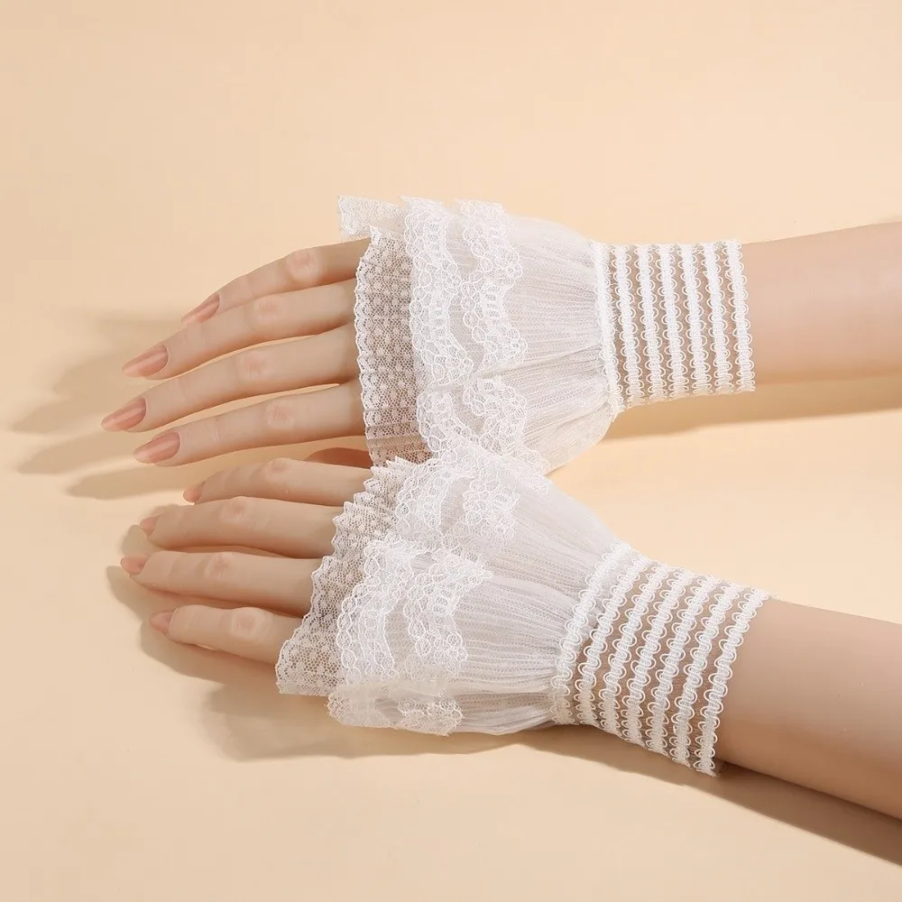 

Эластичные съемные рукава-манжеты для защиты от солнца, аксессуар для костюма, кружевные манжеты, декор для милых платьев и свитеров, накладные рукава