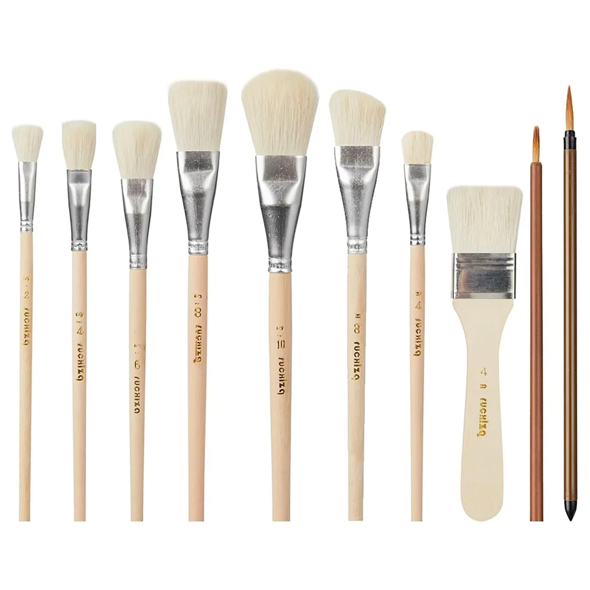 AA05 Mop Brush for Acrylic Painting,10 PCS Glaze Brushes for Pottery Goat Hair Blend Mop Brush Set for Pottery Acrylic Paint