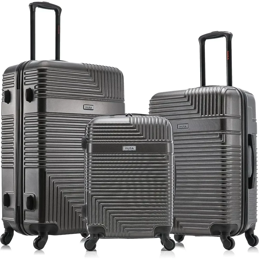 Resilient Spinner Luggage Set with Durable Hardshell, 3-Piece Travel Suitcases in Charcoal (20/24/28)