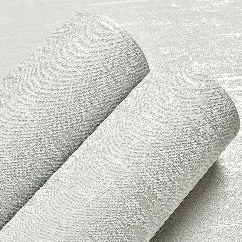 Modern Minimalist 3D Plain Non-Woven Wallpaper Living Room Diatom Ooze Pure White Nordic Solid Color Background Wallpaper