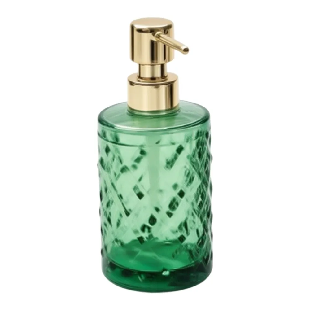 Glass Soap Dispenser Set Designed for Stability on Smooth Surfaces with Non-Slip Base Geometry and Centered Weight Distribution