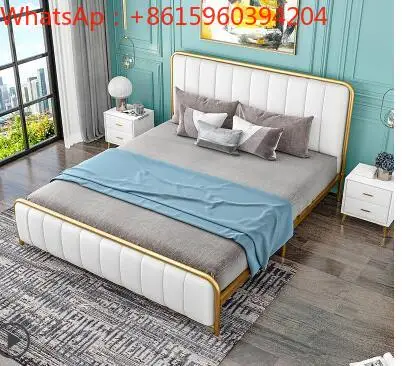 Light luxury iron bed Nordic high-end net red technology cloth leather bed frame economic simple modern iron frame bed