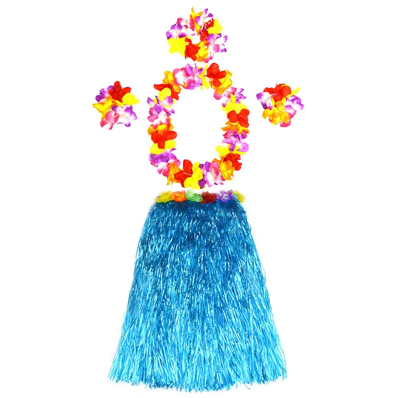 80 سنتيمتر طبقة مزدوجة طويلة سميكة هاواي حولا الرقص خمس قطع مجموعة الكبار زي ماكياج الرقص حفلة كرنفال الأداء #5