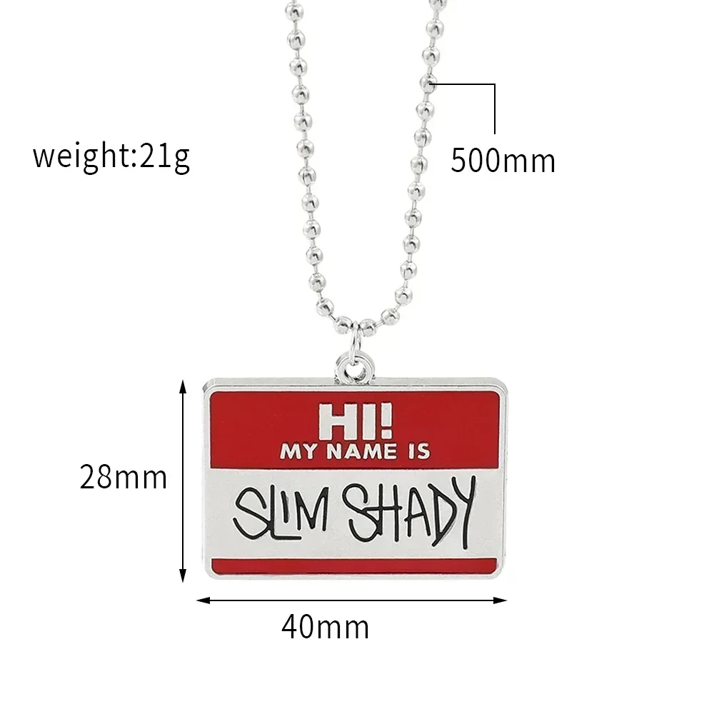 رسالة مرحبا اسمي سليم شادي شارة معدنية قلادة سلسلة عنق طوق مجوهرات الأزياء والاكسسوارات الاتجاه مغني الراب ايمينيم المفاتيح