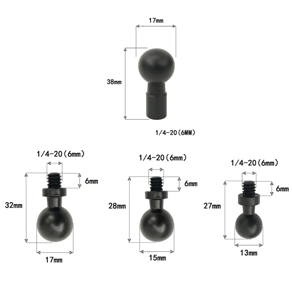 1/4 "Schraube Adapter für Gopro Hero Für Insta360 Action Kamera Telefone GPS Halter 13mm/15mm/17mm/20mm/25mm Kugelkopf Halterung – Detail 28