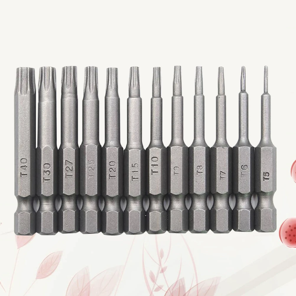 

12pcs Hollow Plum Screwdriver Bit Set S2 Alloy Steel Magnetic Handle Batch For Electric Hand Screwdrivers Drills Durable