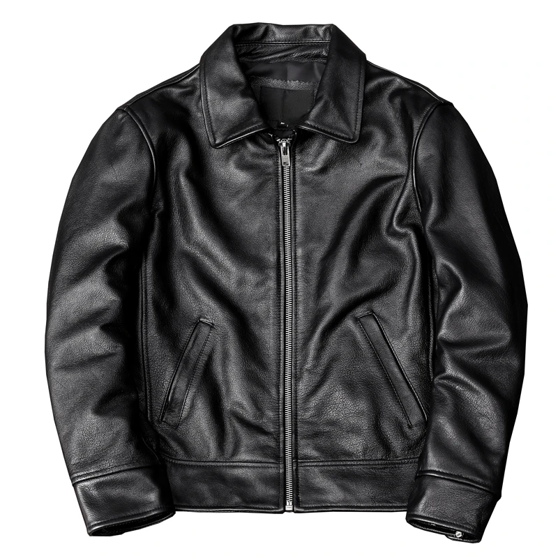 

Free Shipping New Black Cowhide Jacket Men Genuine Leather Coat Dad's Leather Jacket Spring and Autumn Clothes Size S-5XL
