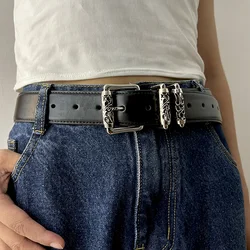 Fashion cowhide Real leather belt For Women High-end Luxury Brands Wide Belt Female Heart Desiner Women's Punk Gothic Jeans Belt