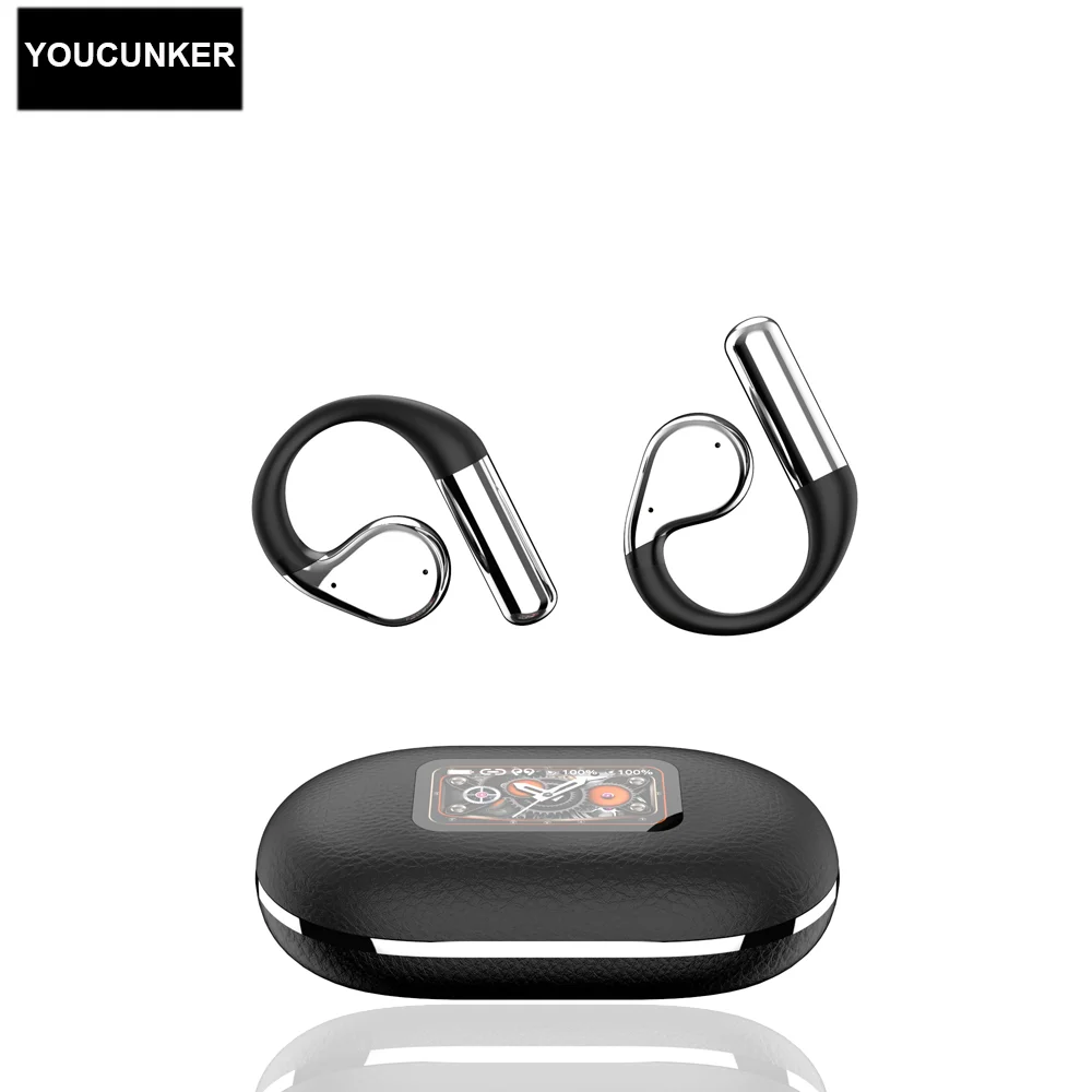 

Color Screen Wireless Ear Hanging Bluetooth 5.3 Earphones Sports Open No In Ear Painless Elastic Earhook OWS ENC Earbuds Headset