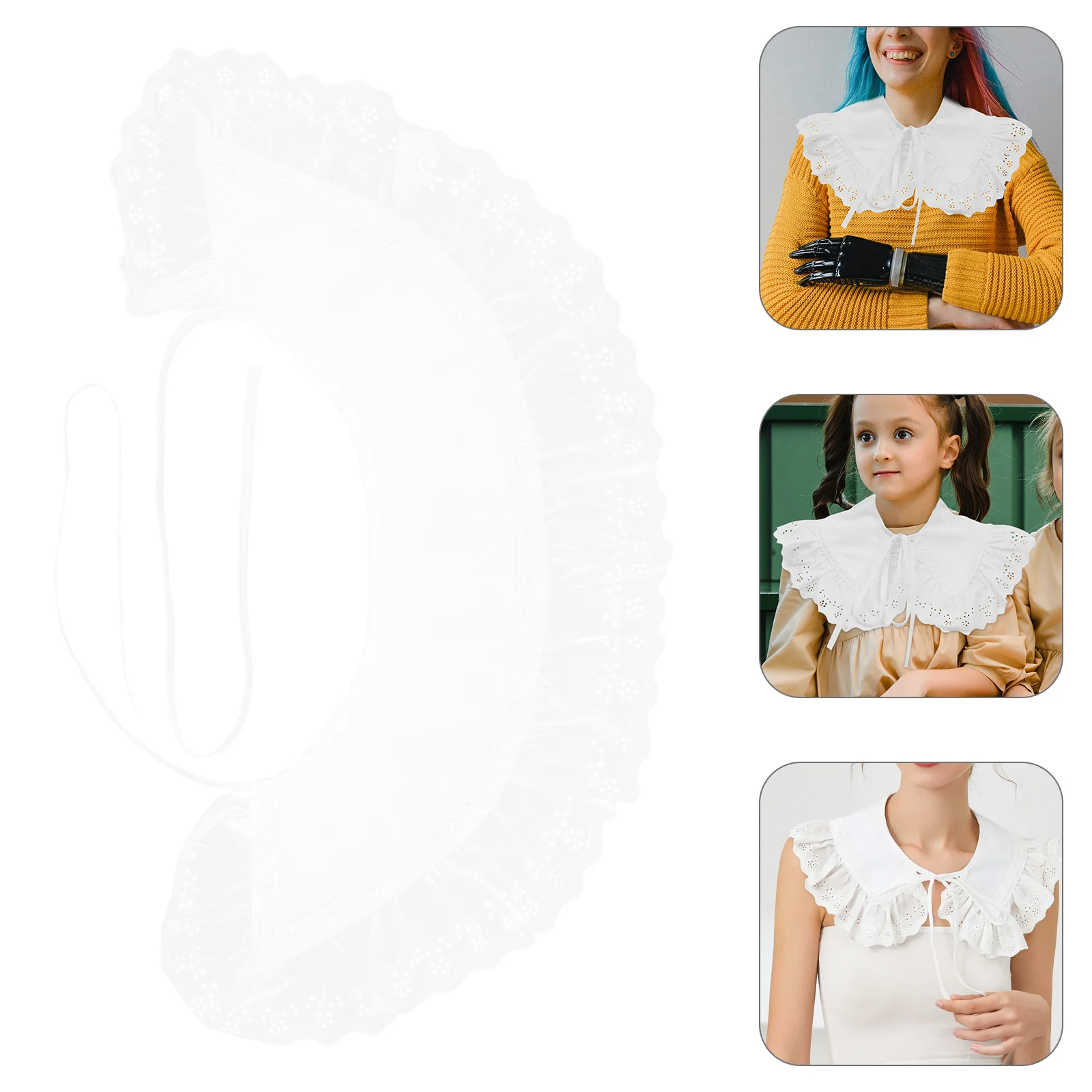 

Ruffled Fake Collar For Women Detachable Cotton Breathable Comfortable Bow Tie Chic Neckline Accessory Fashion Shawl Decorative