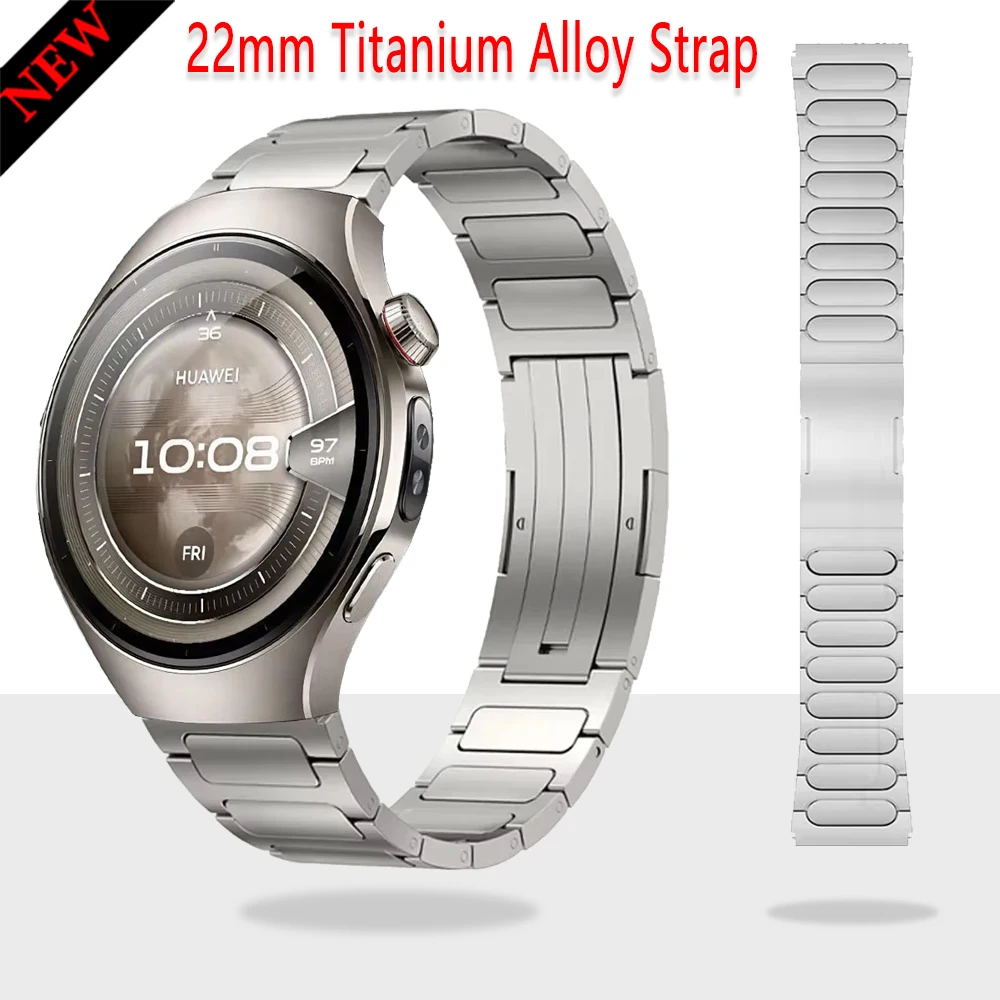 22mm Strap for Huawei Watch 5 4/GT5 4 3 Pro 46mm Garmin Forerunner 970 965 Titanium Alloy Bracelet Band Amazfit GTR 4/Balance 2
