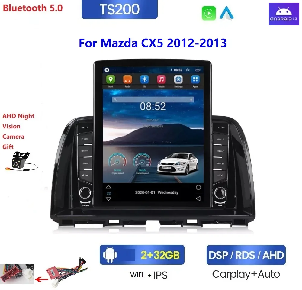 Android 2.5D screen IPS DSP Car Dvd Player for Mazda CX5 2012 2013 2+32GB 4G LTE WIFI GPS BT Stereo Navigation