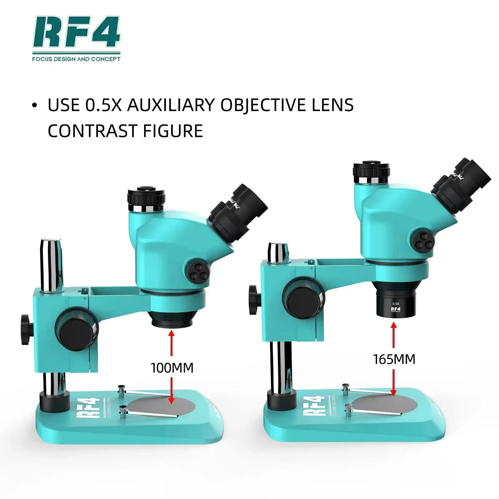 RF4 WD165 0.48X 0.5X 0.7X Auxiliary Microscope Objects Lens  for Trinocular Stereo Zoom Barlow Camera Glass Lens