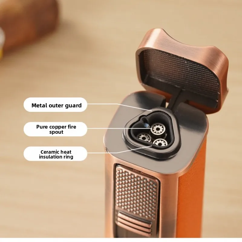 New 4-in-1 Three-prong Direct-injection Blue Flame Lighter Multi-functional Direct-injection Cigar Lighter Creative Personality - view 3