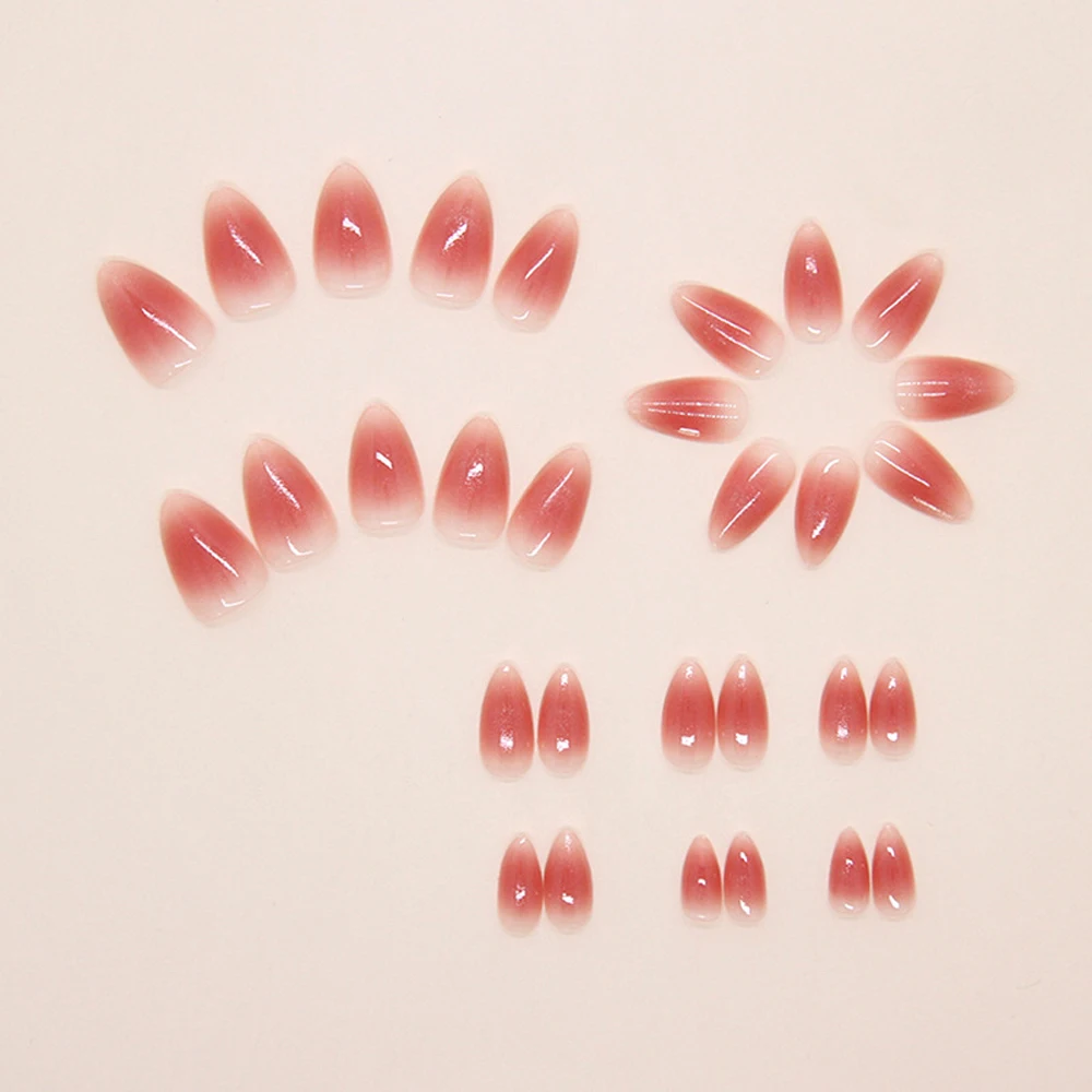 24Pcs Short Oval Head Blush Pink Press On Nails Nude Color Wearable Almond False Nails Charms Detachable Fake Nail For Girl view 3