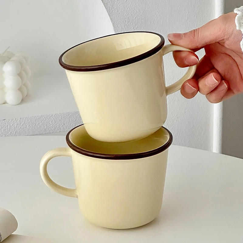 Ceramic Latte Mug with Handle Simple Large Capacity Breakfast Milk Cup Exquisite Home Office Coffee Mug for Daily Use Gift