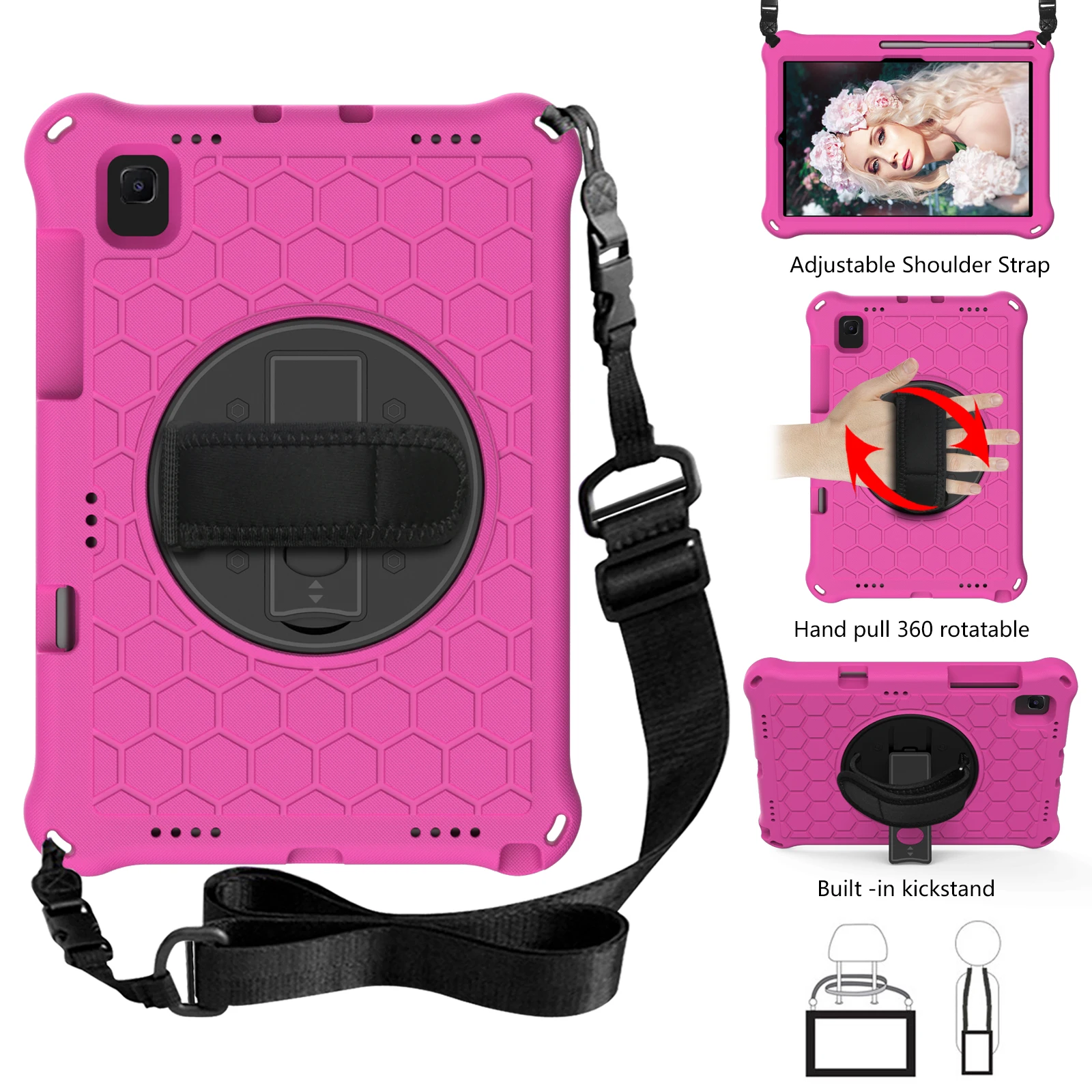 

For Samsung Galaxy Tab A 10.1inch SM-T510 SM-T515 2019 Case EVA Kids Shockproof Rotable Hand Shoulder Strap Stand Cover case