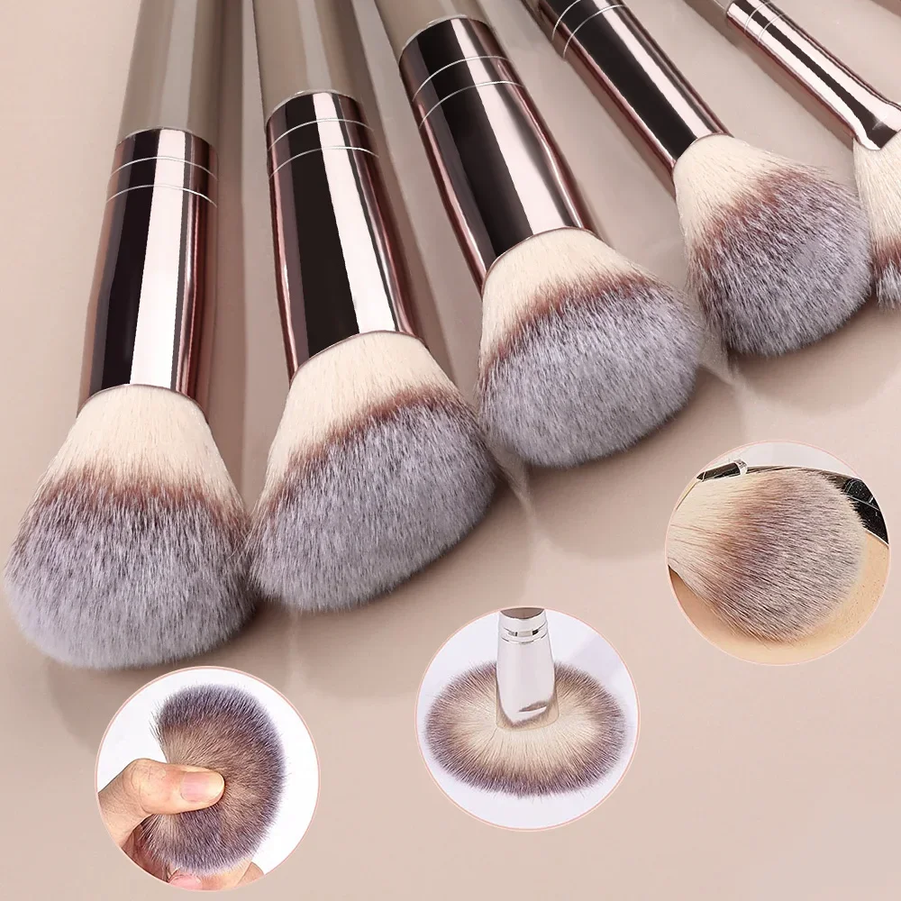 Pincéis de maquiagem marrom, 1-32 peças, conjunto portátil, ferramenta de maquiagem macia, base sintética premium, corretivos, sombras, pincel, maquiagem diária