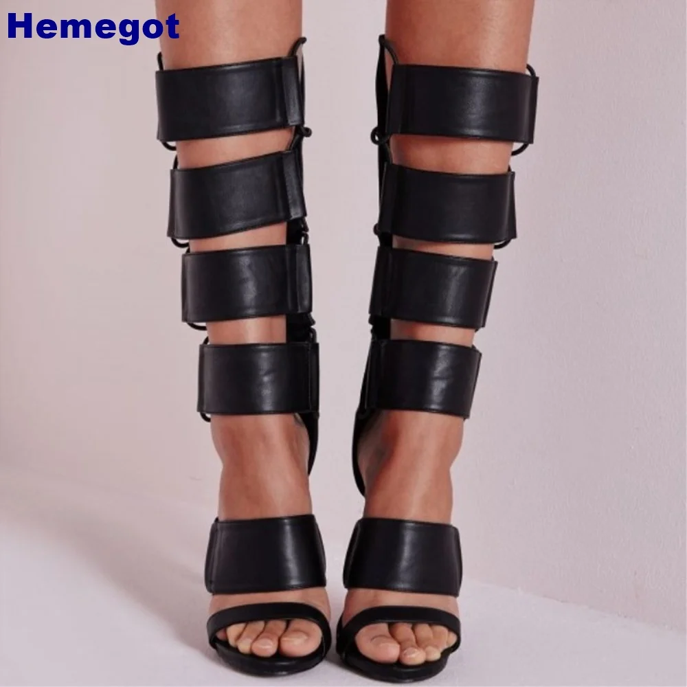 

Open Toe Sexy Summer Roman Boots 2024 New Holiday Street Catwalk Stiletto Zipper Sandals Black Fashion Ladies Strappy Boots