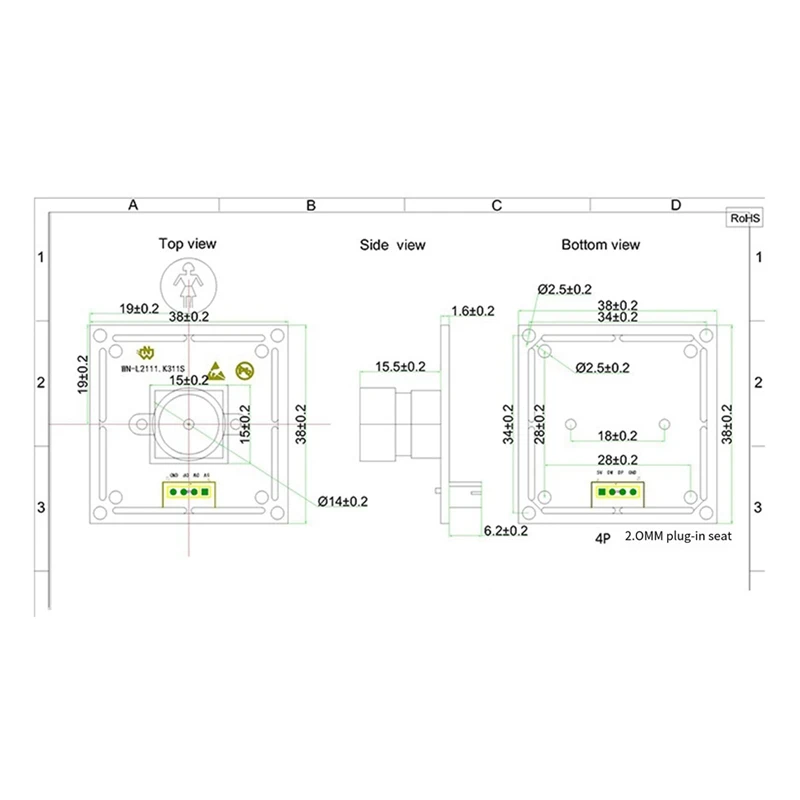 Modulo telecamera USB 2MP HD 1080P OV2735 FF 95 °   MJPEG, driver YUY2 Plug-N-Play gratuito per Windows Android Linux Mac OSX