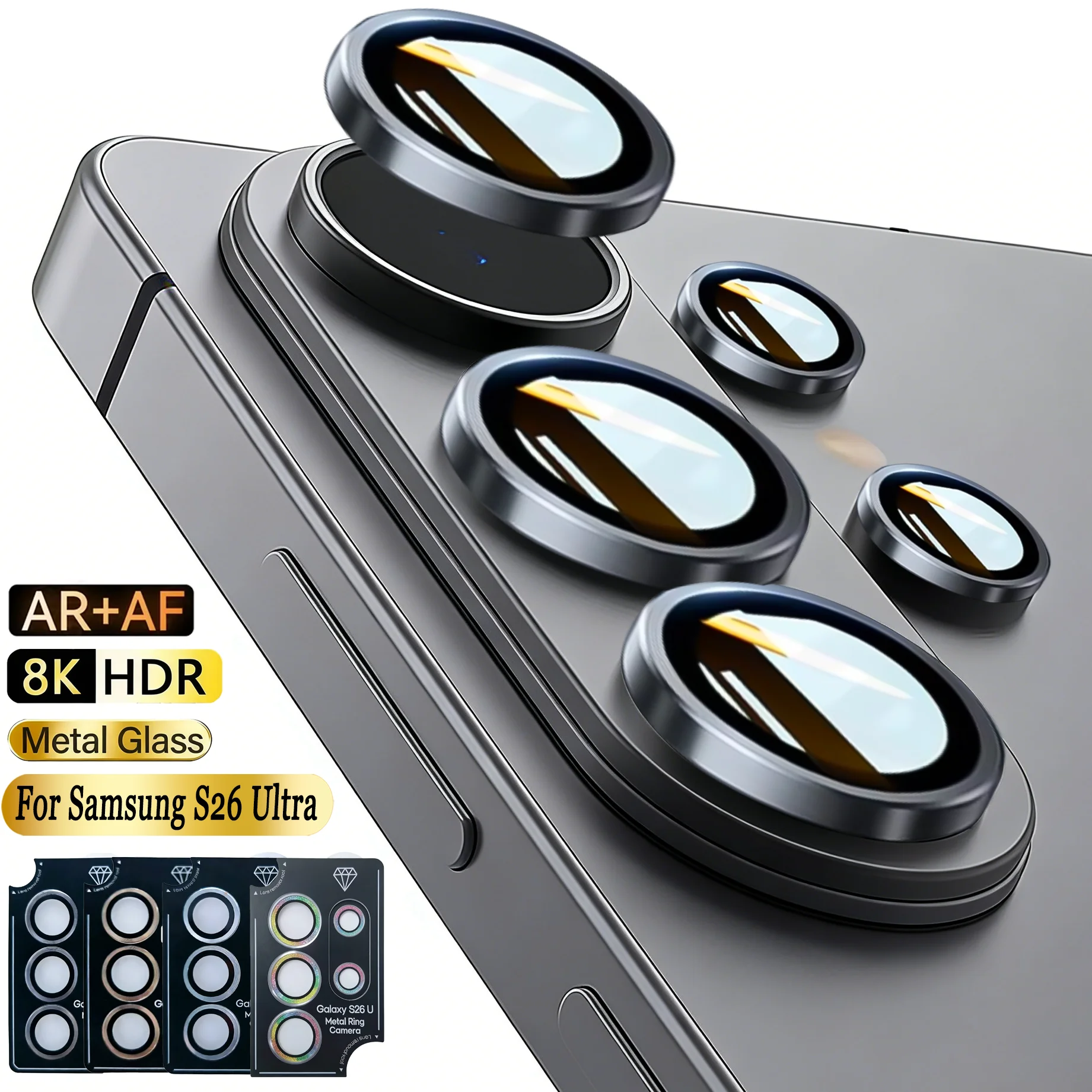 

AR+AF HD Metal Lens Ring Glass For Samsung S26 Ultra S26 Camera Lens Protect For Samsung S26 Plus Anti-Scratch Phone Accessories