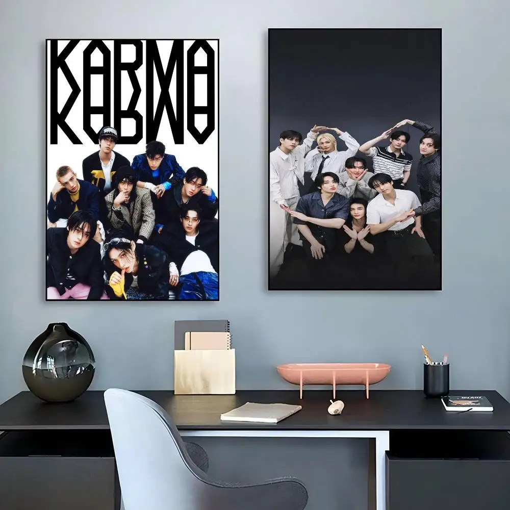 Kpop Stray Kids Anime Posters Sticky Waterproof Paper Sticker Coffee House Bar Kawaii Room Decor - view 3