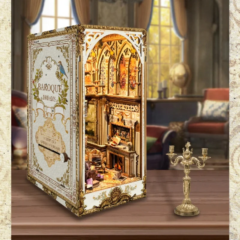 OUZEY Kit de bricolaje de sujetalibros de patio oriental - Modelo de jardín Zen de madera 3D y decoración de estante creativa para adolescentes