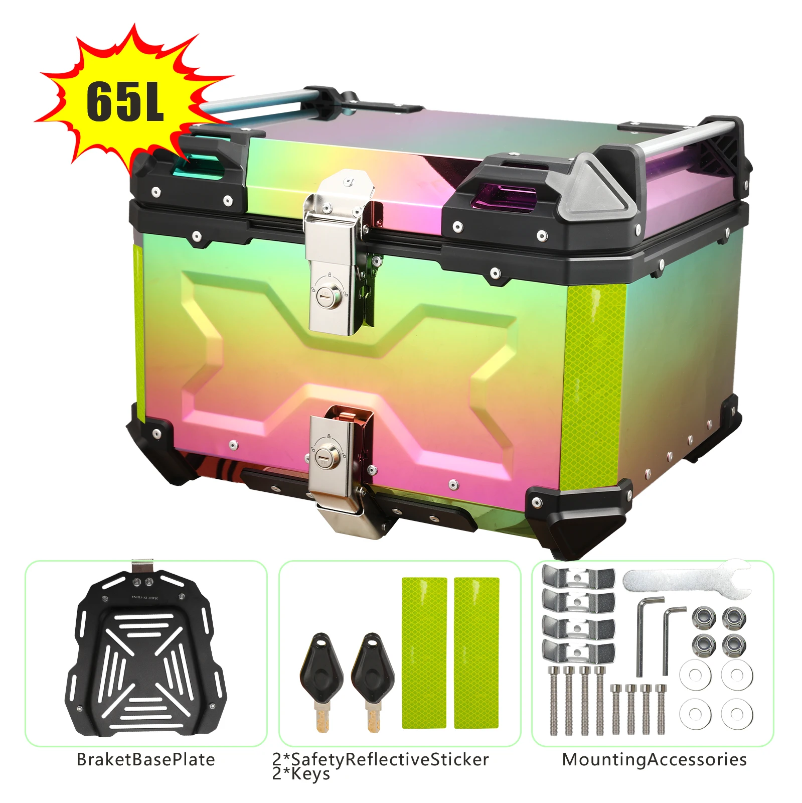 Cerradura de seguridad de caja de almacenamiento trasera resistente para maletero de motocicleta de acero inoxidable Premium 35L para Yamaha Honda BMW