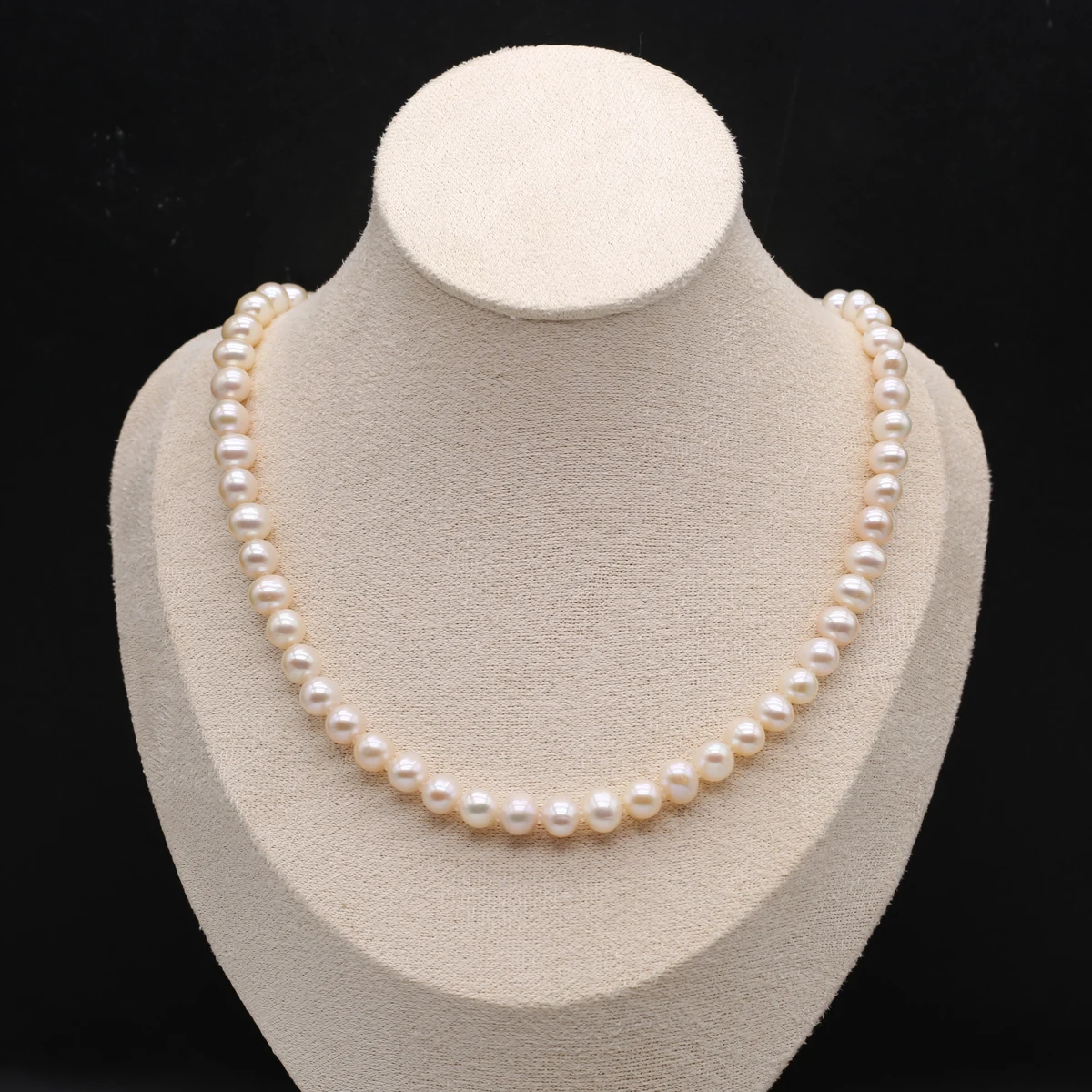 Real Natural Freshwater 100%Pearl Necklace 7-8mm White Round Pearl Beaded Necklaces For Women Jewelry Charms Accessories 43-45cm - view 4