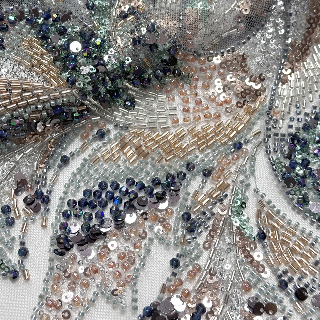 

Африканское кружево с тяжелой вышивкой бисером, пайетками и стразами, тюль для латиноамериканских танцев, вечерних выступлений, сценических костюмов, шитья