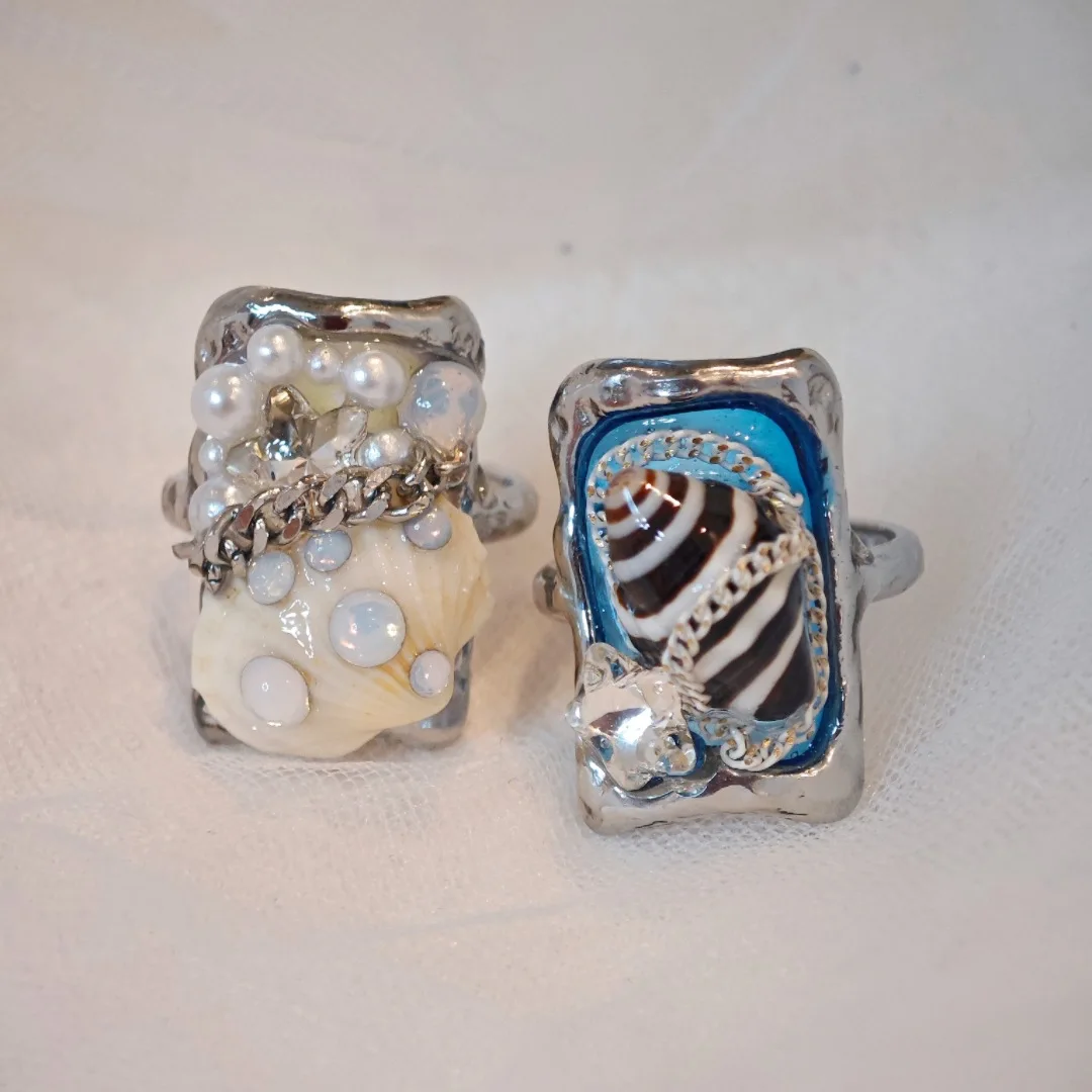

3205 Wholesale Handmade Design Ocean Style Shell Conch Exquisite Stainless Steel Ring Sweet Cool Personality Fashion Best Gift