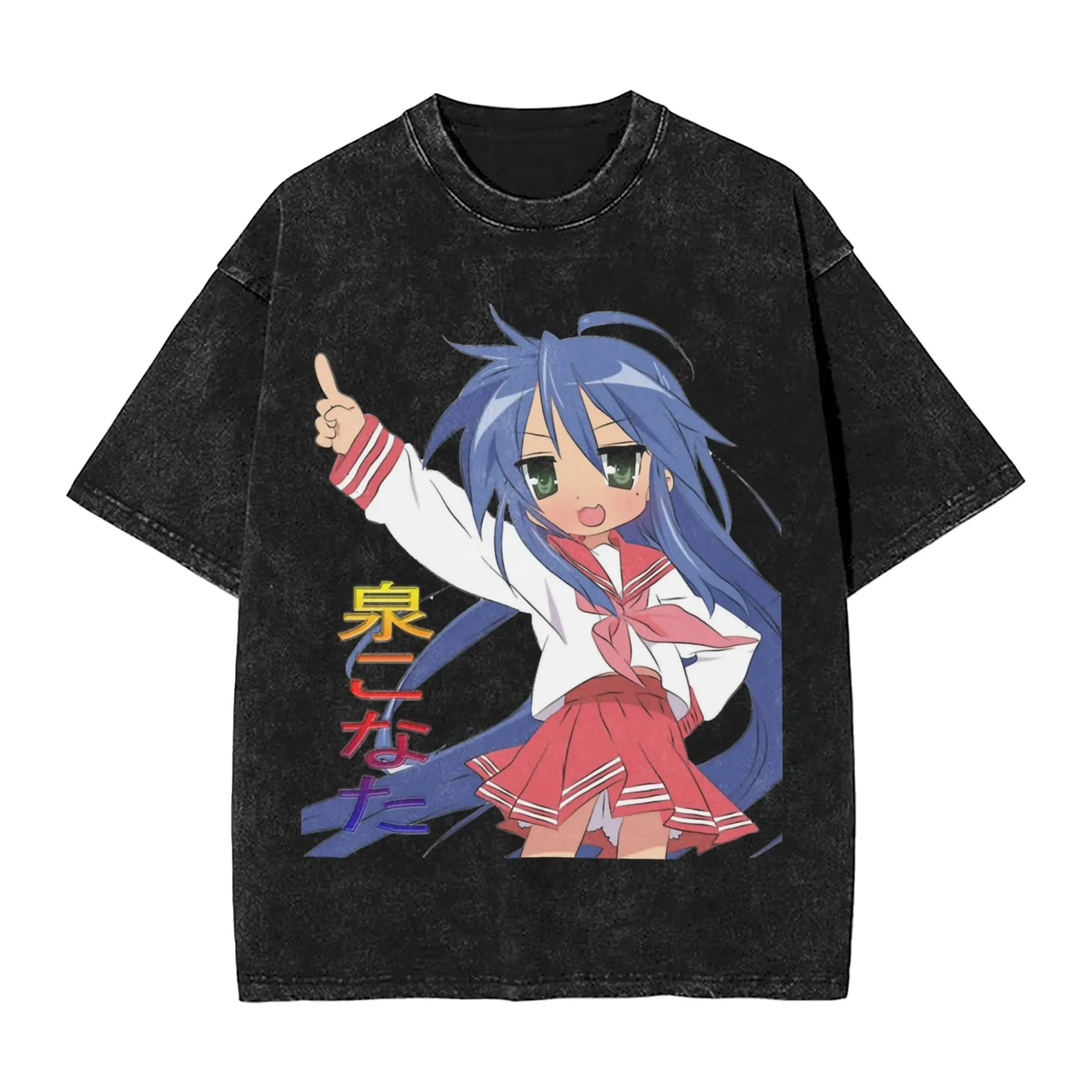 Lucky Star Anime Konata Izumi T Shirts for Men Pure Cotton Funny T-Shirt Round Collar  Tees Short Sleeve Clothing Unique