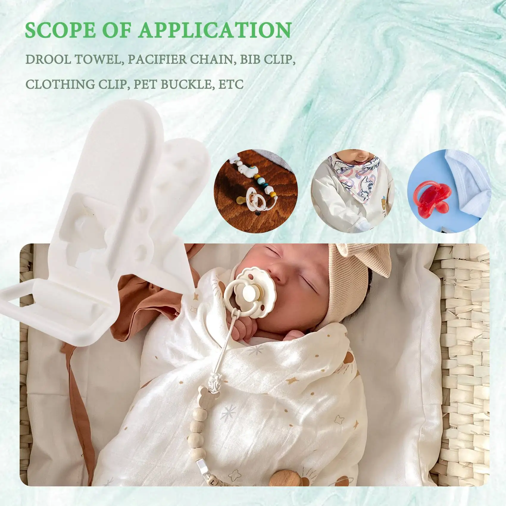 ABNH 10Pcs Baby Kids T-shape Plastic Pacifier Clips Soother Dummy Style Badge Holder white