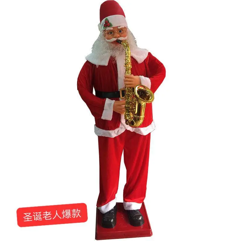 

Christmas Ornaments Electric Music Santa Claus 1.8 Saxophone Ornament Hotel Mall Welcome