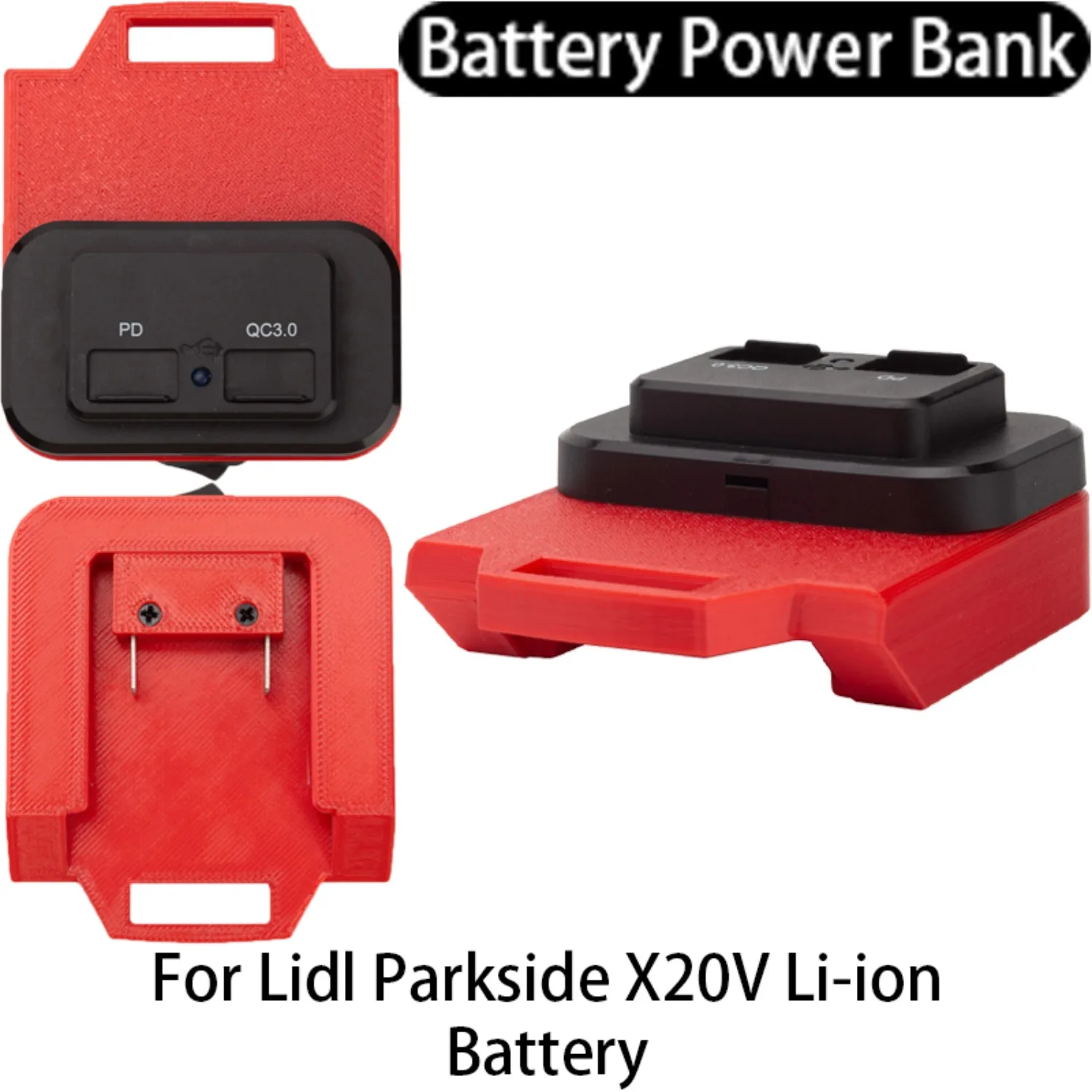 محول شاحن البطارية لبطارية Lidl Parkside X20V Li-ion للشحن السريع للهواتف المحمولة وبنوك الطاقة PAP 20 A1