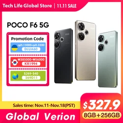 POCO F6 5G 글로벌 버전 NFC 스냅드래곤 8s 3 세대 휴대폰, 120Hz 1.5K AMOLED 50MP OIS 카메라, 90W 터보 충전 샤오미 하이퍼OS