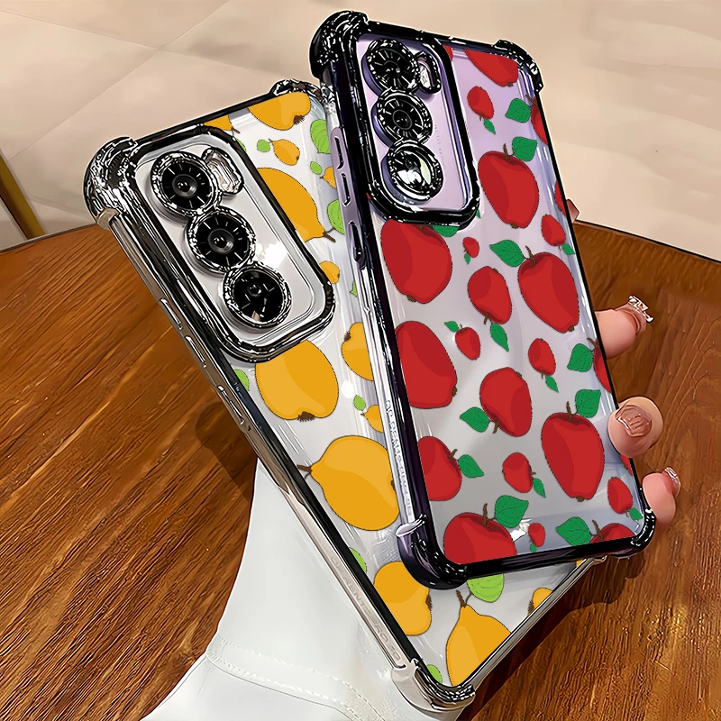 Vivo V70 FE Shockproof Silicone Phone Case For Vivo V60 V50 V29 Lite V40 Pro V29E V23 V25 Apples Fruits Pattern Plating Cover view 2