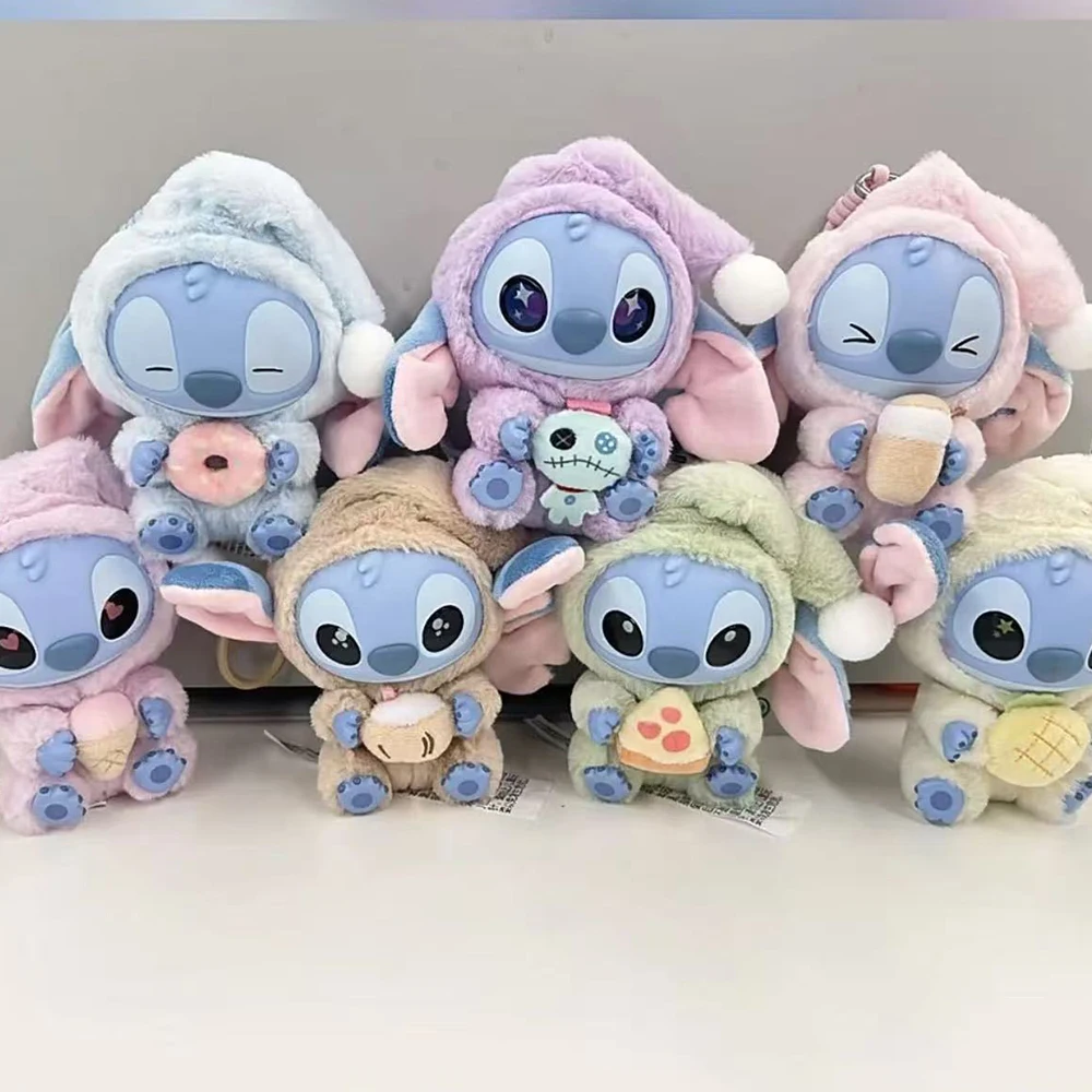 Disney Stitch 'Eat before Sleep' caja misteriosa Kawaii llavero con figura de vinilo lindo muñeco de peluche regalo sorpresa de Navidad